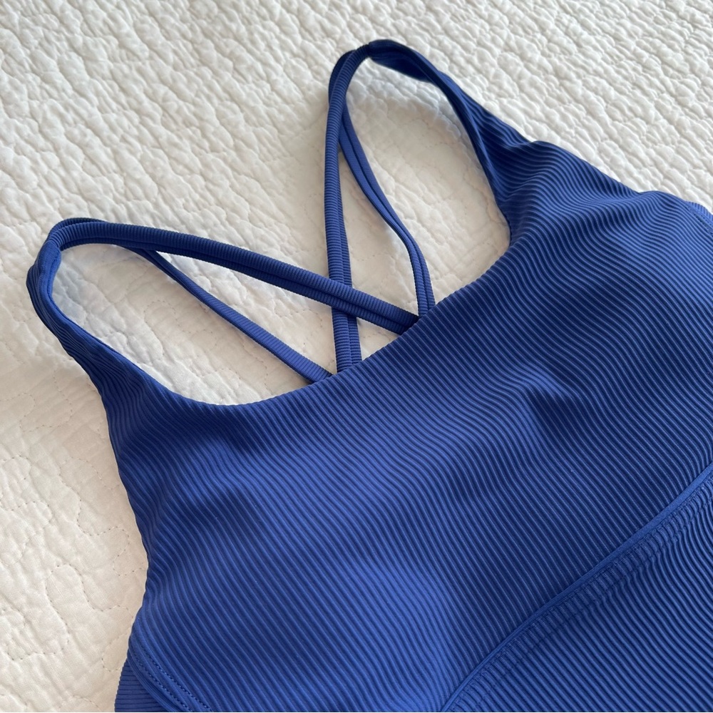 Lululemon Energy Bra Long Line Ribbed Regatta Blue 6 - Picture 5 of 9